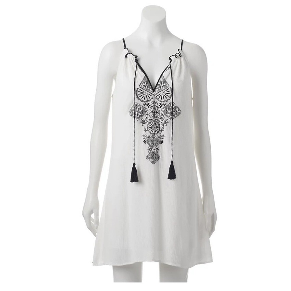 Speechless Juniors‎ XS Gauze Halter High Low Dress White Boho Summer Beach Shift